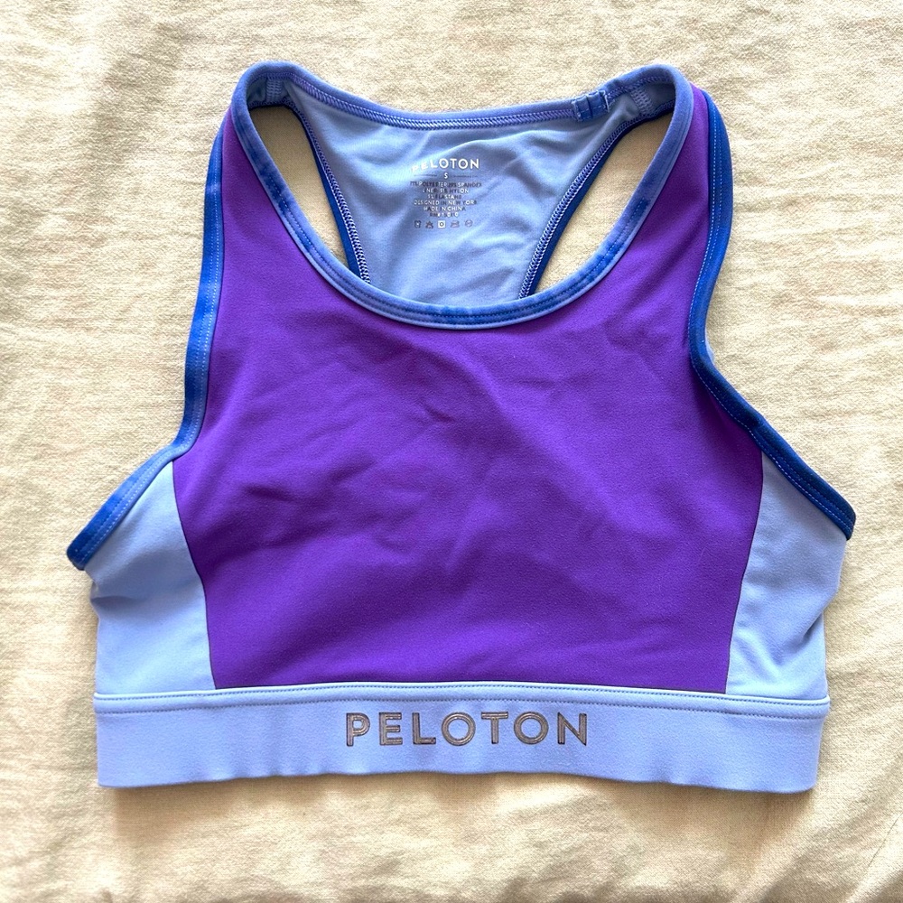 Peloton “Sundays with Love” Blue and Purple Sports Bra